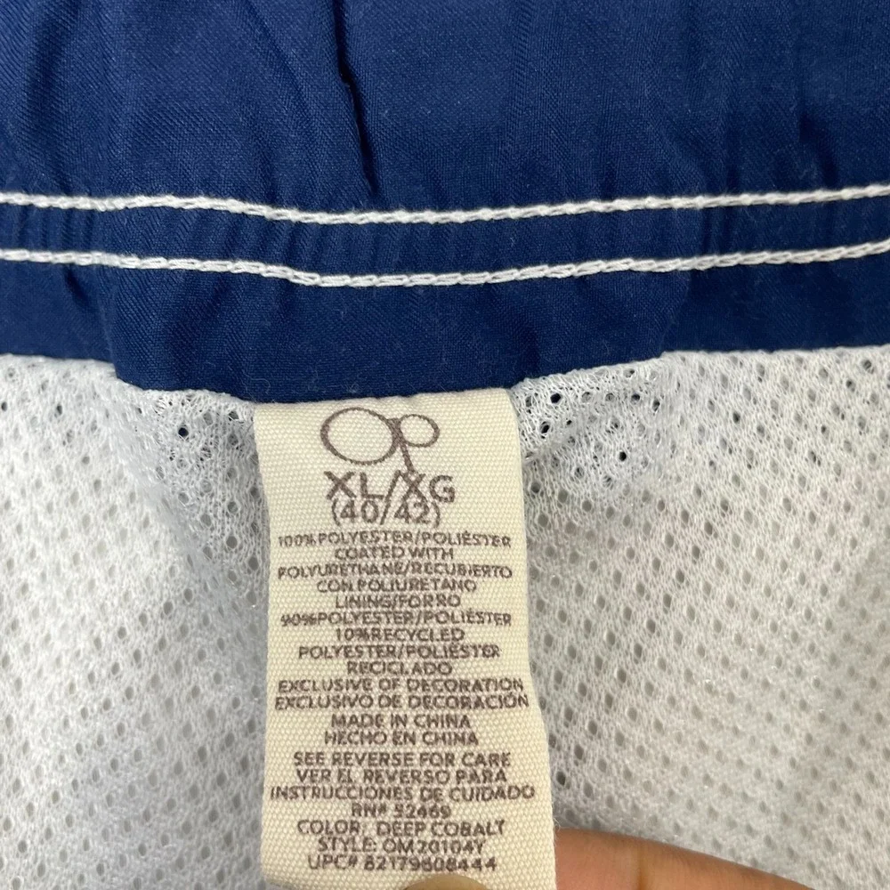 Ocean Pacific OP Swim Trunks Men XL Navy Plaid Lined Beach Surf Cargo